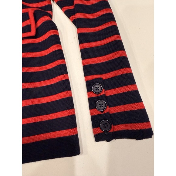 Talbots Blazer Womens XLP Red Blue Striped Knit Double Breasted Career Preppy - Picture 3 of 9